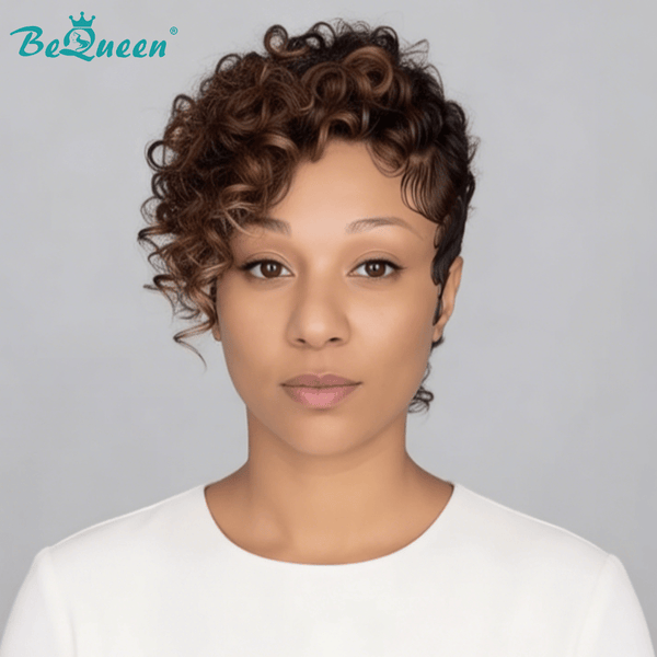 BeQueen Wig FULL LACE WIG Bequeen Mixed Brown Curly Side Part Full Lace Wig