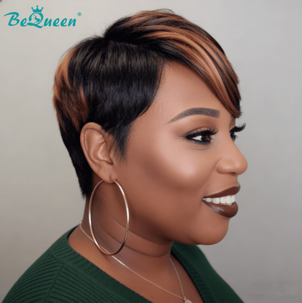 BeQueen Wig PIXIE WIGS Bequeen Mixed Brown Side Part Frontal Lace Pixie Wig