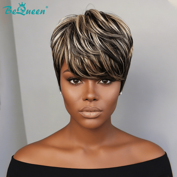 BeQueen Wig PIXIE WIGS Bequeen Mixed Color Side Part Pixie Short Cut Wig