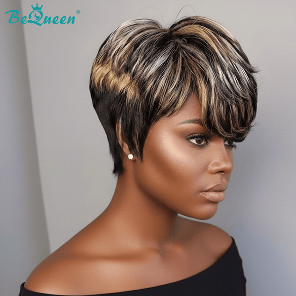 BeQueen Wig PIXIE WIGS Bequeen Mixed Color Side Part Pixie Short Cut Wig