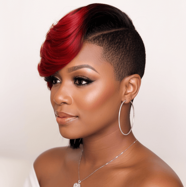 BeQueen Wig TOPPER & MOHAWK Bequeen Mixed Red Color Machine Made Side Part Topper
