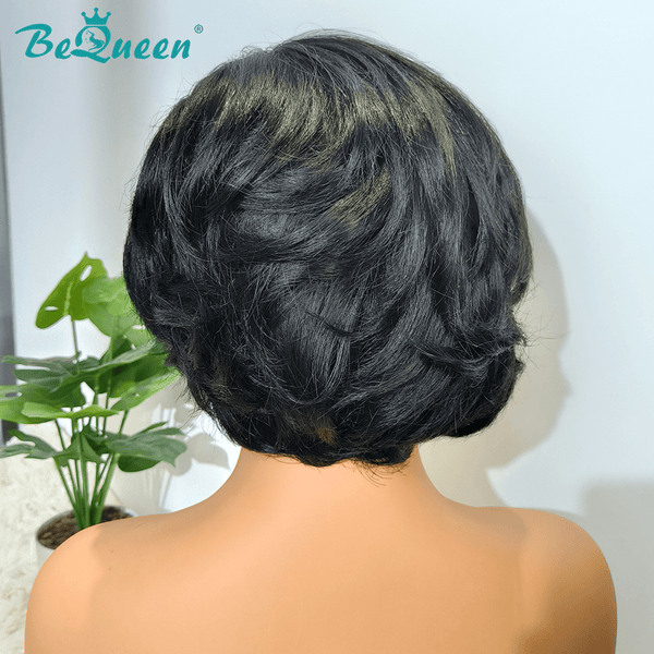 BeQueen Wig Bequeen Natrual Black Lace Style Bob Cut Wig