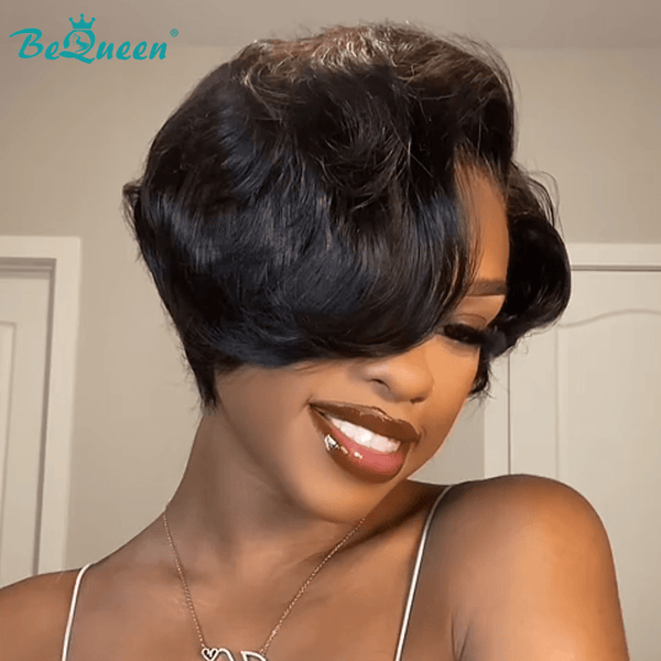 BeQueen Wig PIXIE WIGS Bequeen Natural Wave Side Part Short Cut Lace Wig