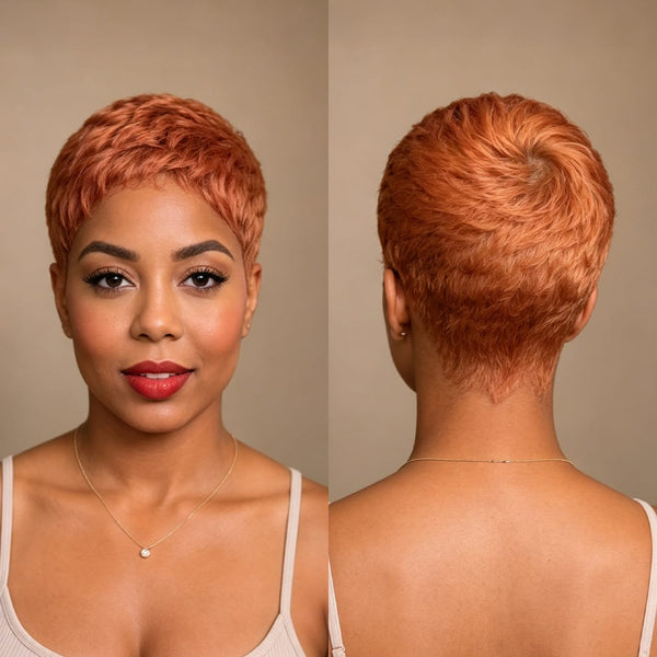 BeQueen Wig PIXIE WIGS Bequeen No Lace Rose Gold Pixie Glueless Wig