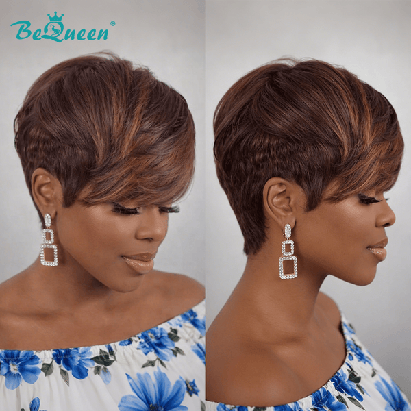 BeQueen Wig PIXIE WIGS Bequeen One Side Part Brown Pixie Lace Wig