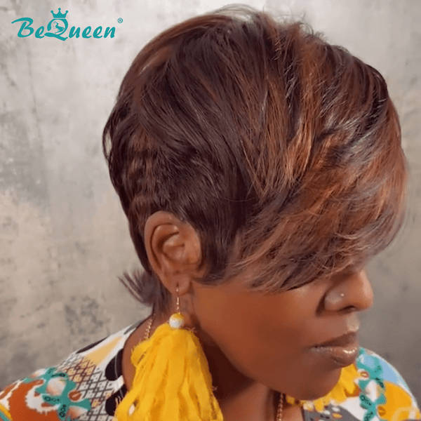 BeQueen Wig PIXIE WIGS Bequeen One Side Part Brown Pixie Lace Wig