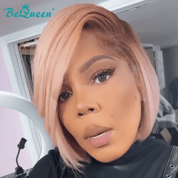 BeQueen Wig Bequeen Pink Side Part Sexy Bob Lace Wig