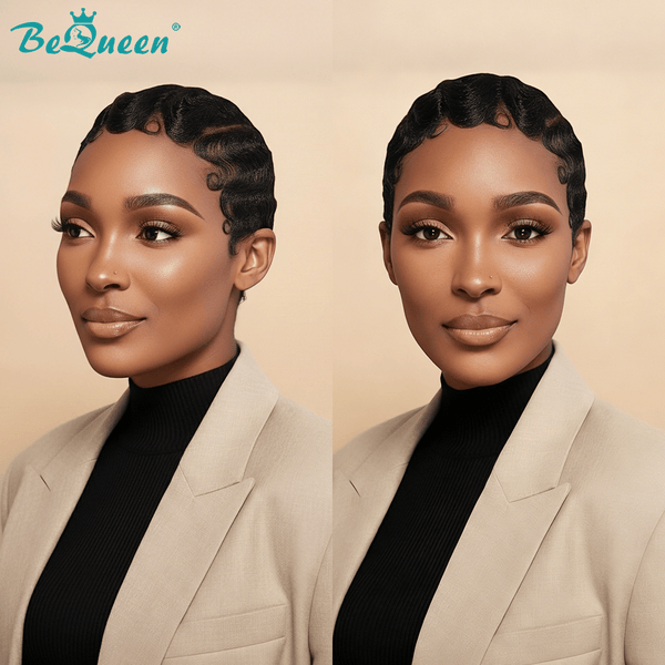BeQueen Wig PIXIE WIGS Bequeen Pixie Water Wave Small Head Full Lace Wig