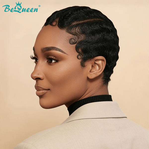 BeQueen Wig PIXIE WIGS Bequeen Pixie Water Wave Small Head Full Lace Wig