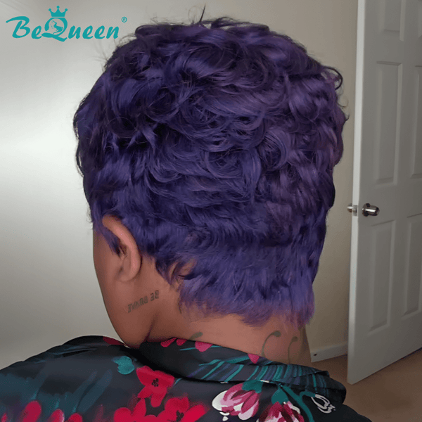 BeQueen Wig PIXIE WIGS Bequeen Purple Waves Machine Made Pixie Wig