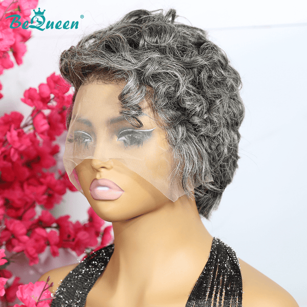 BeQueen Wig PIXIE WIGS Bequeen Salt And Pepper 13X4 Frontal Lace Wig