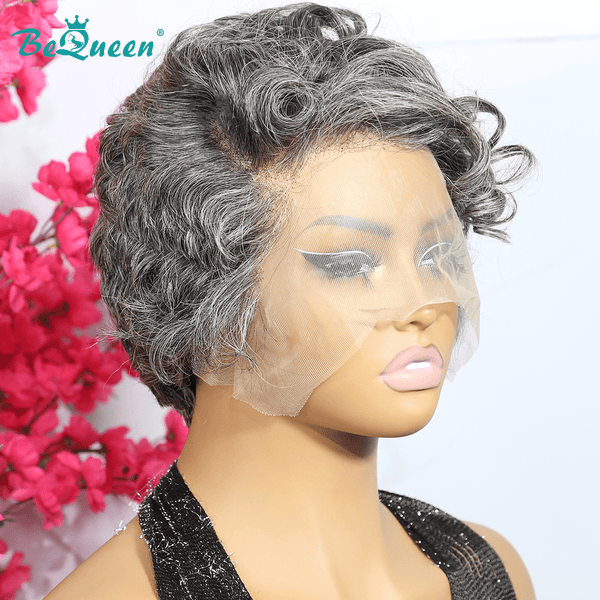 BeQueen Wig PIXIE WIGS Bequeen Salt And Pepper 13X4 Frontal Lace Wig