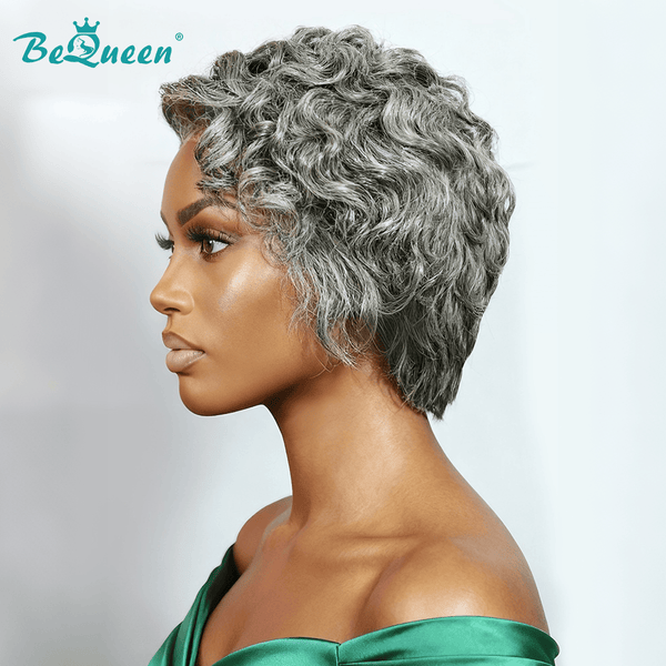 BeQueen Wig PIXIE WIGS Bequeen Salt And Pepper 13X4 Frontal Lace Wig