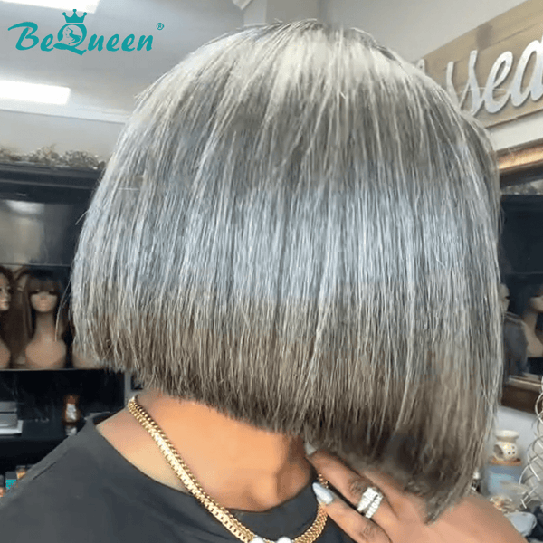 BeQueen Wig Bequeen Salt And Pepper Bob Lace Wig