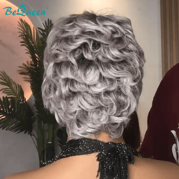 BeQueen Wig PIXIE WIGS Bequeen Salt and Pepper Curly Pixie Wig