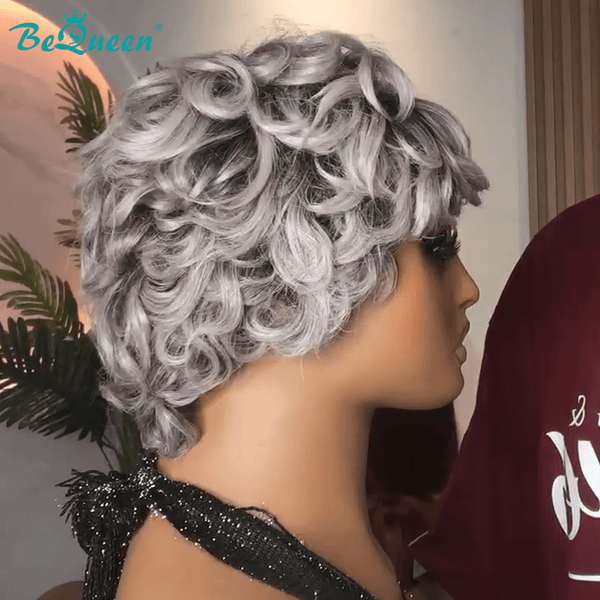 BeQueen Wig PIXIE WIGS Bequeen Salt and Pepper Curly Pixie Wig