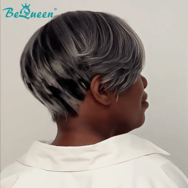 BeQueen Wig PIXIE WIGS Bequeen Salt And Pepper Fashion Pixie Cut Lace Wig