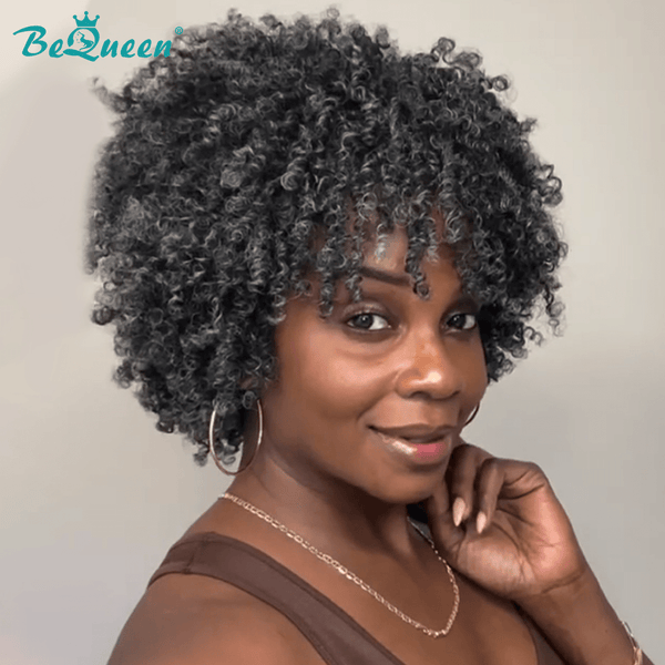 BeQueen Wig Luxurious Customized Wigs Bequeen Salt n Pepper curly Wig