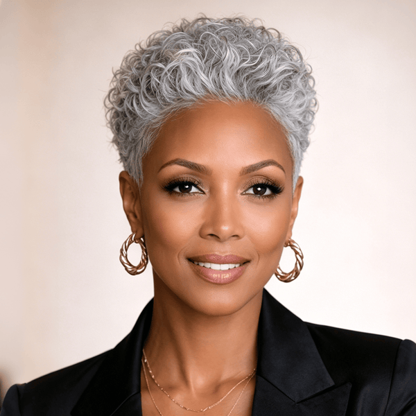 BeQueen Wig Luxurious Customized Wigs Bequeen Salt&Pepper Finger Wave Short Cut Frontal Lace Wig-1