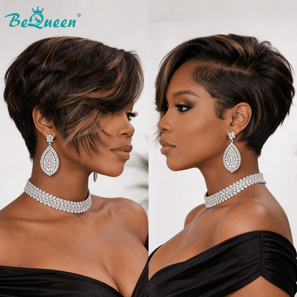 BeQueen Wig PIXIE WIGS Bequeen Sexy Pixie Style 1B Mix 27# Short Cut Wig