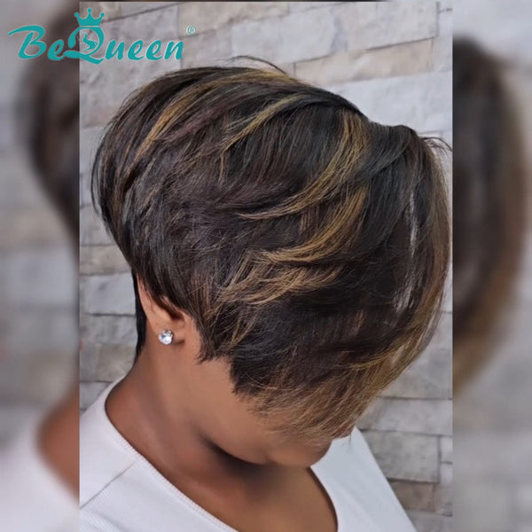 BeQueen Wig PIXIE WIGS Bequeen Sexy Pixie Style 1B Mix 27# Short Cut Wig