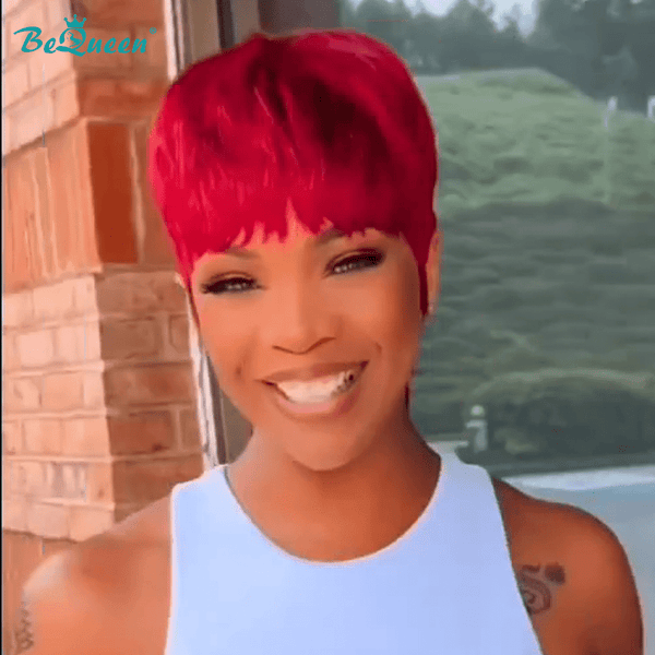 BeQueen Wig Mullet Wig Bequeen Short 99J Mullet Glueless Wig