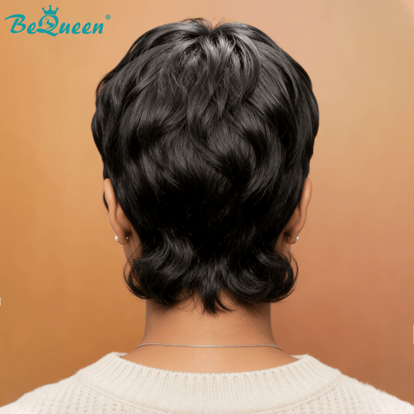 BeQueen Wig Mullet Wig Bequeen Short Bang Mullet Glueless Wig