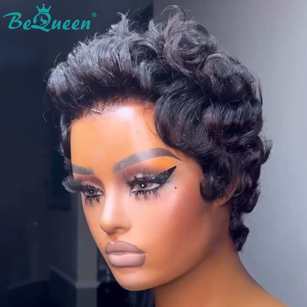 BeQueen Wig FULL LACE WIG Bequeen Short Pixie Cut 100% Human Hair Curly Full Lace Wig