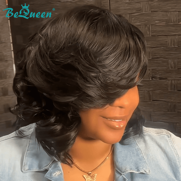 BeQueen Wig Bequeen Side Part Egg Rolls Bob Lace Wig