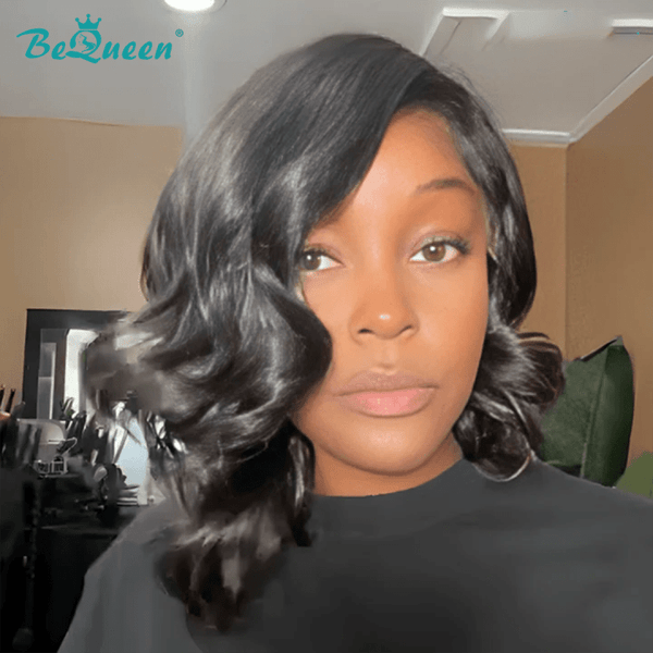 BeQueen Wig Bequeen Side Part Wavy Bob Lace Wig
