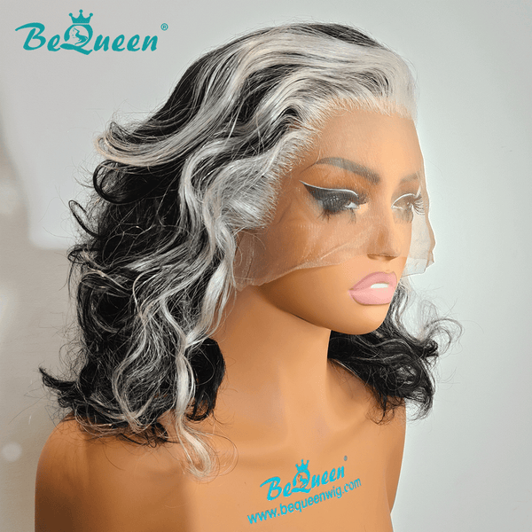 BeQueen Wig TOPPER & MOHAWK Bequeen Silver Highlight Salt And Pepper Bob Wig