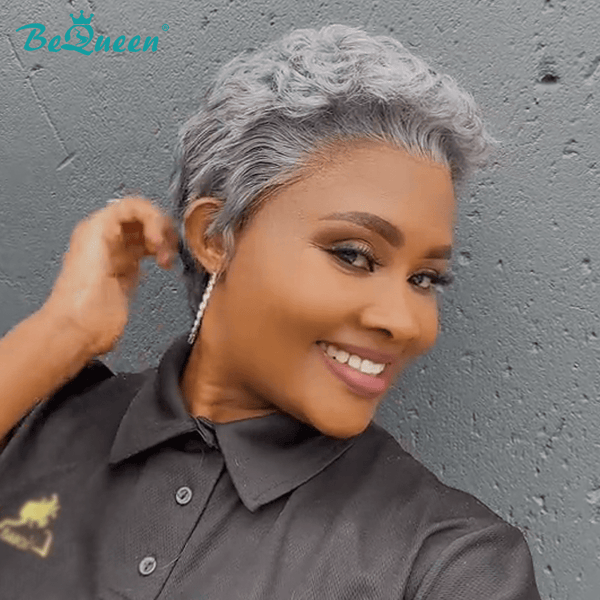 BeQueen Wig Luxurious Customized Wigs Bequeen Silver Poise Pixie Lace Wig