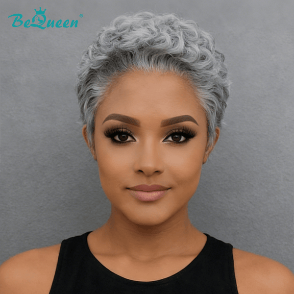 BeQueen Wig Luxurious Customized Wigs Bequeen Silver Poise Pixie Lace Wig