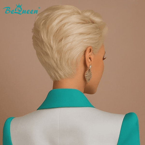 BeQueen Wig PIXIE WIGS Bequeen Slicked-back Style 613 Pixie Full Lace Wig