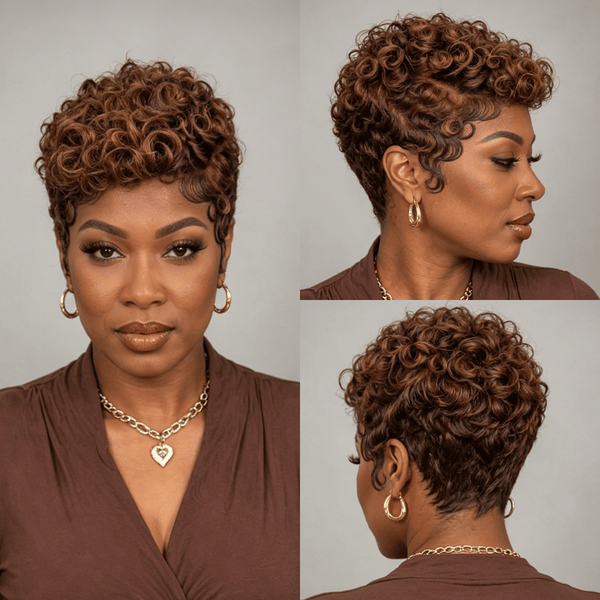 BeQueen Wig PIXIE WIGS Bequeen Special Color Finger Wave Full Lace Wig