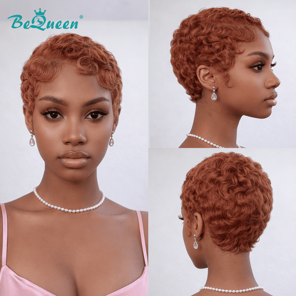 BeQueen Wig PIXIE WIGS Bequeen Sunset Orange Finger Wave Frontal Lace Pixie Wig