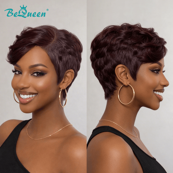 BeQueen Wig PIXIE WIGS Bequeen Velvet Burgundy Wave Full Lace Wig