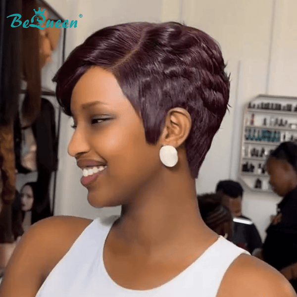 BeQueen Wig PIXIE WIGS Bequeen Velvet Burgundy Wave Pixie Lace Wig