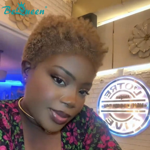 BeQueen Wig PIXIE WIGS Color #4 Bequeen Vibrant Lowcut Elegance Pixie Lace Wig