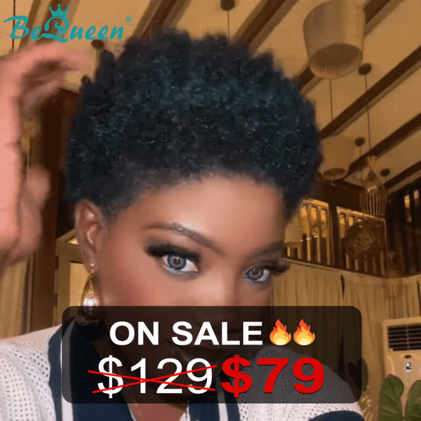 BeQueen Wig PIXIE WIGS Black with Green Bequeen Vibrant Lowcut Elegance Pixie Lace Wig (USA)