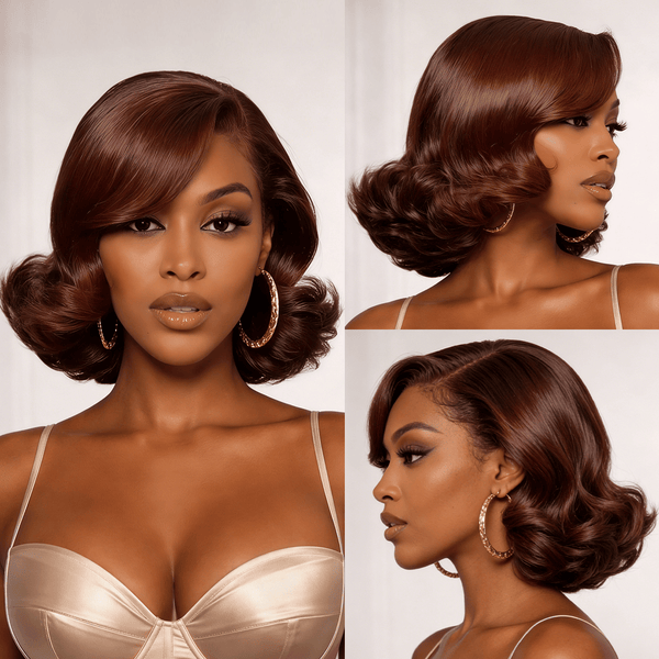 BeQueen Wig BeQueen Vintage Auburn Side Part Wave Bob Wig