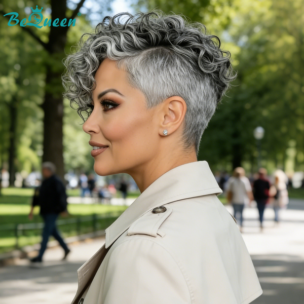BeQueen Wig TOPPER & MOHAWK Bequeen Vintage Salt & Pepper Curly Style Topper