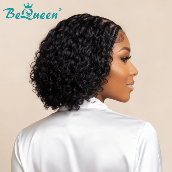 BeQueenWig Sexy Braid Lace Wig Bequeen 100% Human Hair Black Short Braided Bob Wig