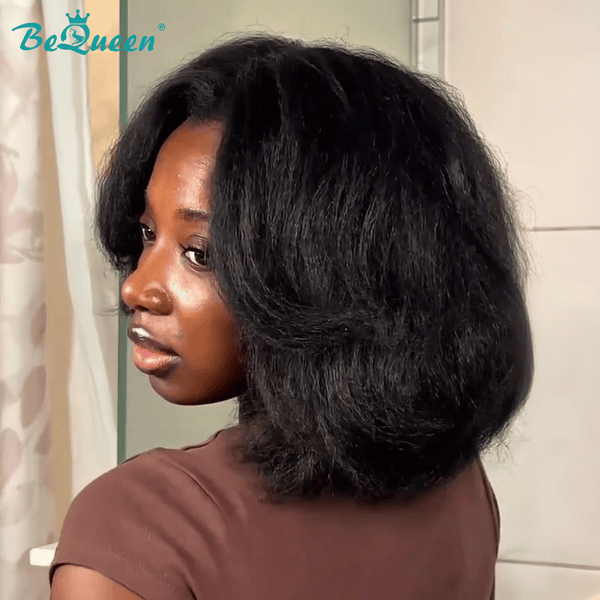 BeQueenWig Bequeen 1B Shaggy Frontal Lace Bob Wig