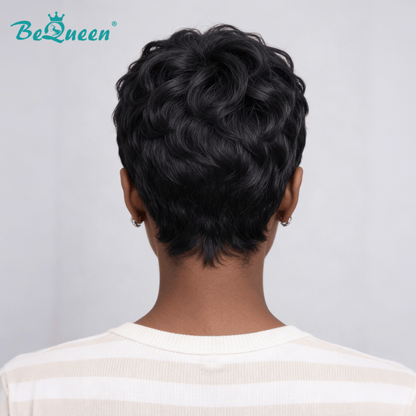 BeQueenWig PIXIE WIGS Bequeen 1B Special Style Wave Pixie Wig