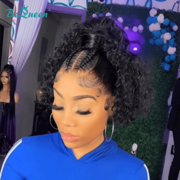 BeQueenWig Sexy Braid Lace Wig Bequeen 1B Twist Curly Sexy Braid Ponytail Wig