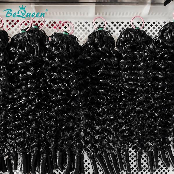 BeQueenWig 10A Hair Bundles BEQUEEN 1Pcs Double Line Deep Wave Feather Hair Extensions Traceless
