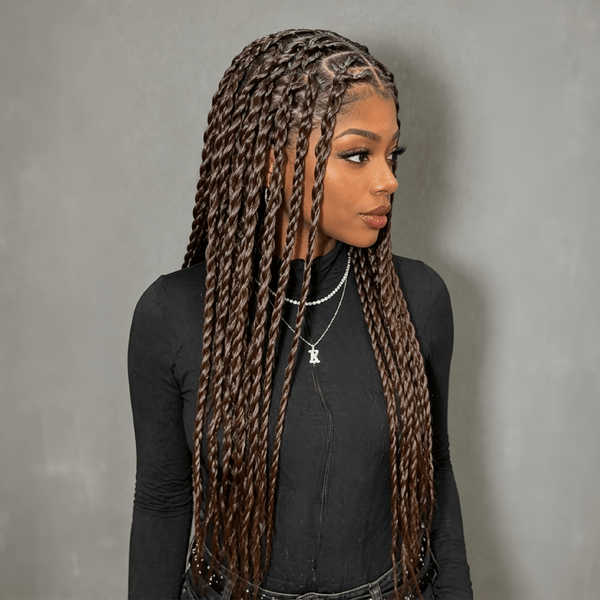 BeQueenWig Sexy Braid Lace Wig Bequeen 28 Inch 100% Human Hair #30 Braided Style Long Wig