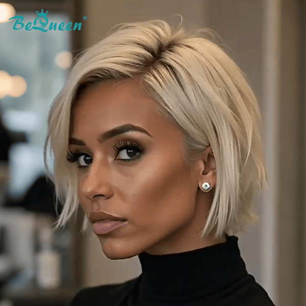BeQueenWig BEQUEEN 613 Blonde Natural Style Short Cut Frontal Lace Bob Wig