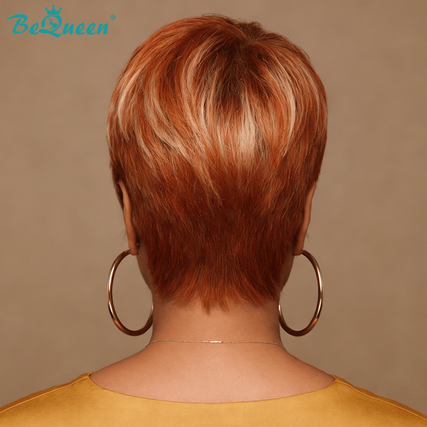 BeQueenWig PIXIE WIGS Bequeen Auburn Brown Mixed Golden Short Cut Wig